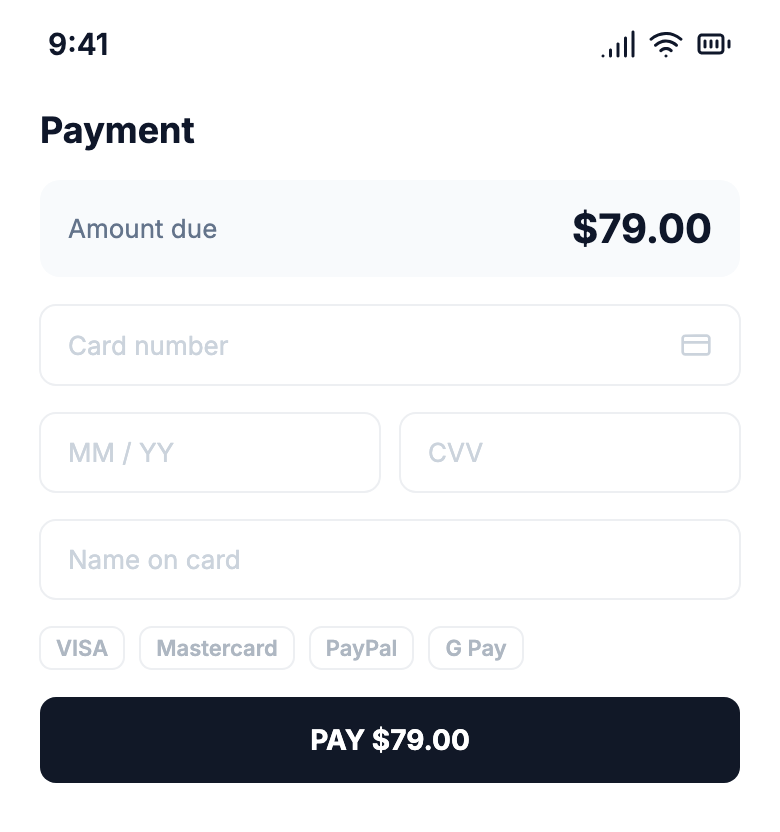 Global card payment in dollars with foreign methods and no local pattern